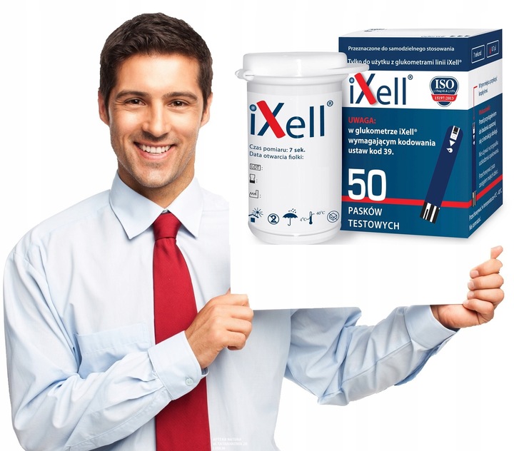 IXELL 50 sztuk PASKÓW - POMIAR GLUKOZY - PASKI DO GLUKOMETRU