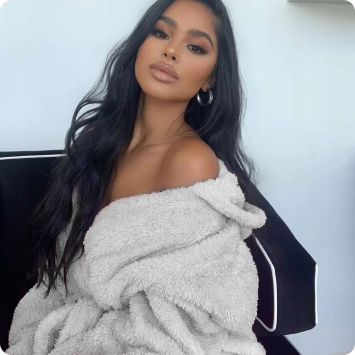 Szlafrok Damski Ciepły Miękki Gruby z Kapturem Szary Wiązany W Talii Zimowy