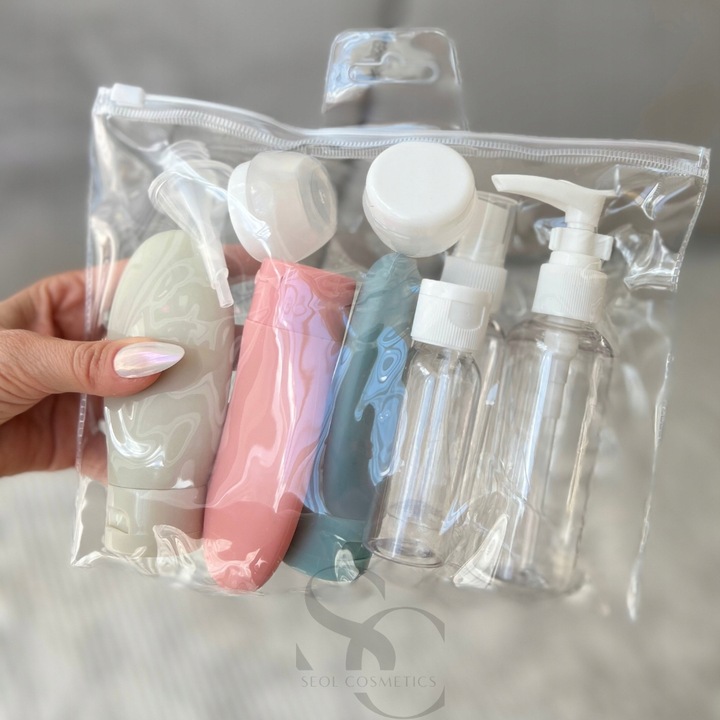 Zestaw pojemników podróżnych na kosmetyki do samolotu 11sz Kosmetyczka