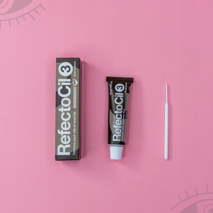 ZESTAW do henny + woda + pędzel + kieliszek BRĄZ 3 henna do brwi +