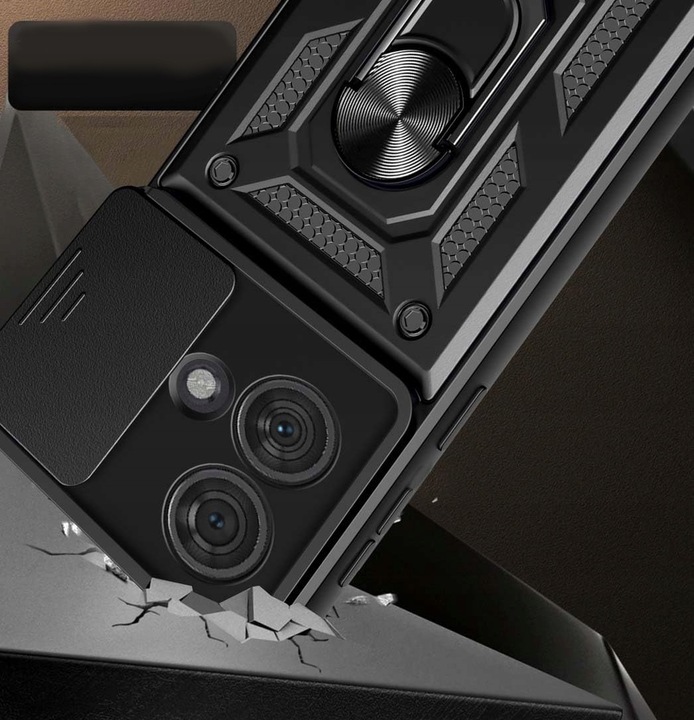 Etui do MOTOROLA EDGE 40 NEO PANCERNE RING 360° Szkło 3D z czytnikiem linii