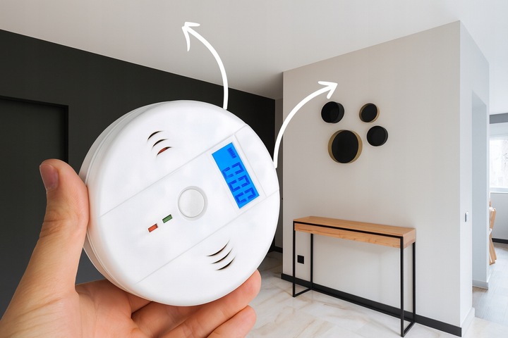 CZUJNIK CZADU GAZU CO LCD DETEKTOR TLENKU WĘGLA BEZPRZEWODOWY CERTYFIKOWANY