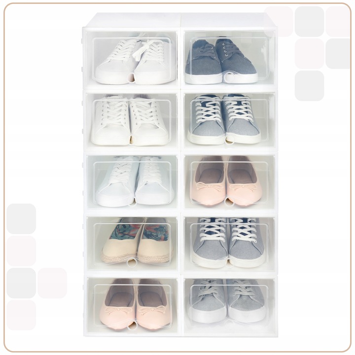 10x Modułowe Pudełka na buty Organizer szafka Pojemnik Składane do