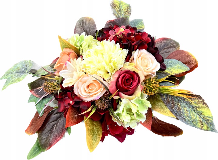 Oryginalna Jesienna Kompozycja Wiązanka Stroik na Grób Jak Żywa Róże
