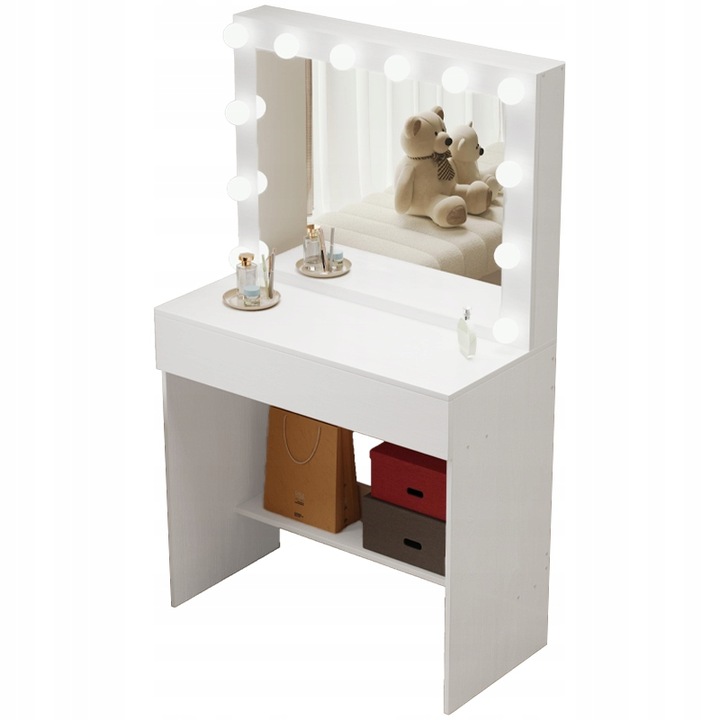 TOALETKA KOSMETYCZNA MAKIJAŻU WIZAŻU Z LUSTREM LED NOWOCZESNA LOFT GLAMOUR