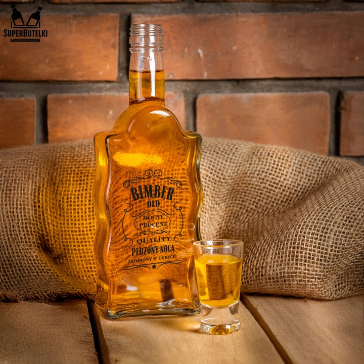 5x BUTELKI na BIMBER NALEWKI WÓDKĘ WHISKY z NADRUKIEM Butelka FALA 500 ml