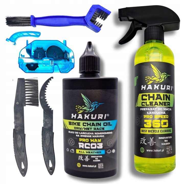 SMAR do ŁAŃCUCHA rowerowego ZESTAW warunki SUCHE MOKRE ZMIENNE + 4 Szczotki