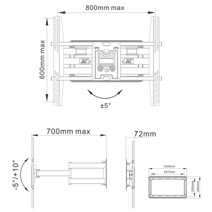 Certyfikowany Solidny Obrotowy Uchwyt do Telewizora Wieszak TV 75-110"