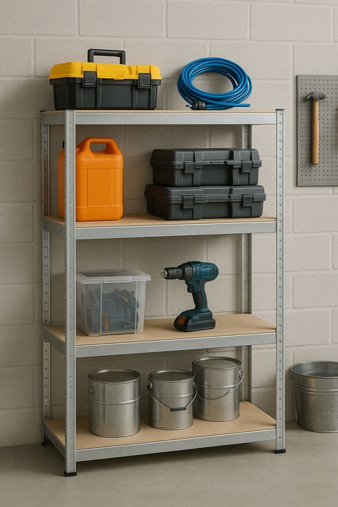 REGAŁ METALOWY MAGAZYNOWY 150x75x30cm 4 PÓŁKI MDF 150kg 600kg DO