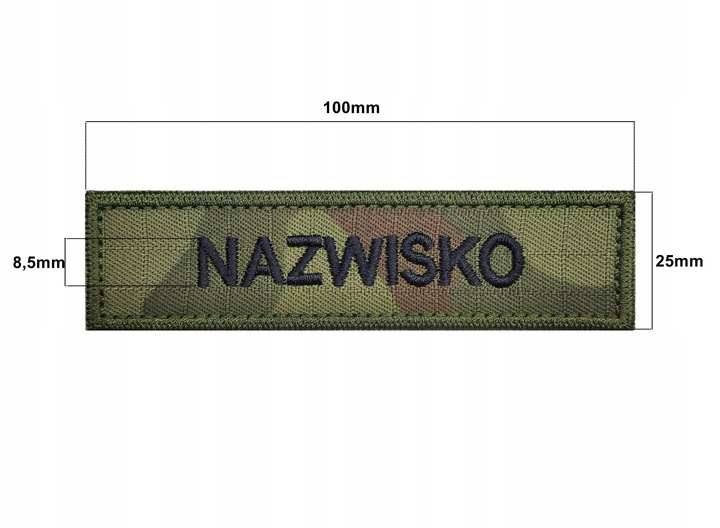 IMIENNIK nazwisko na mundur x 4 szt. ramka KHAKI, identyfikator na mundur