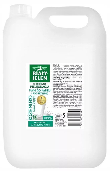 BIAŁY JELEŃ Płyn do kąpieli nawilżający KOZIE MLEKO, 5 l