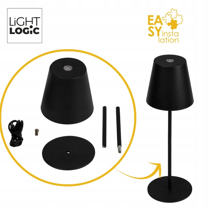 Lampka stołowa biurkowa LED LL WARS DIM CCT B czarna USB przenośna