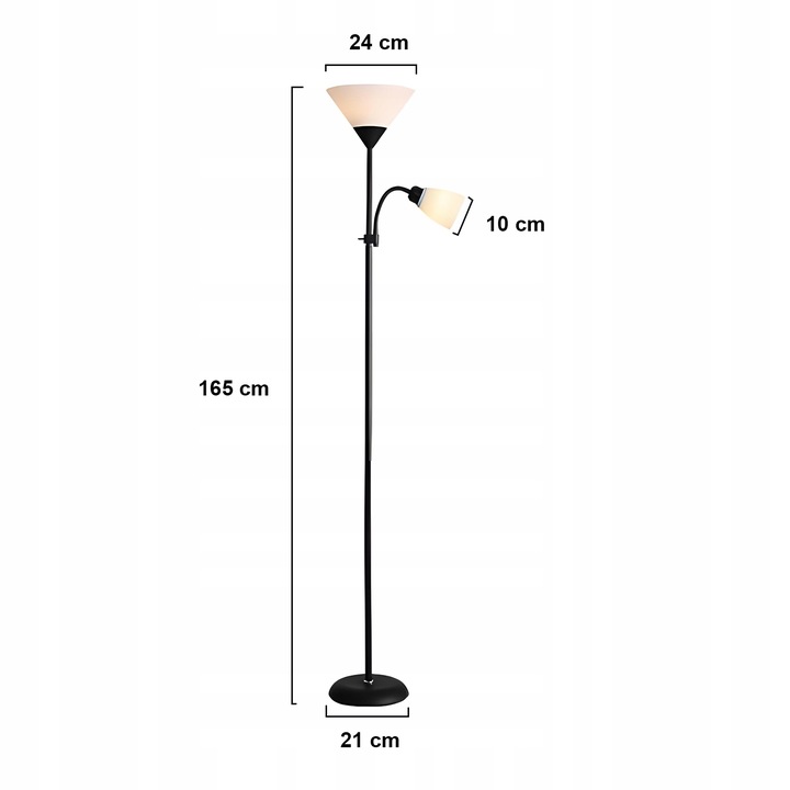 NOWOCZESNA LAMPA PODŁOGOWA E27 + E14 180CM STOJĄCA NOCNA DO CZYTANIA