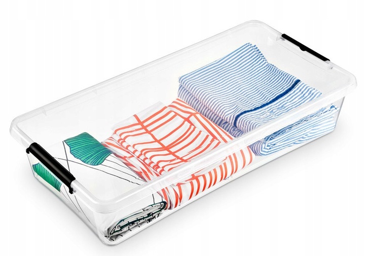 Pojemnik 35 l plastikowy pod łóżko z pokrywą kółkami szuflada XL