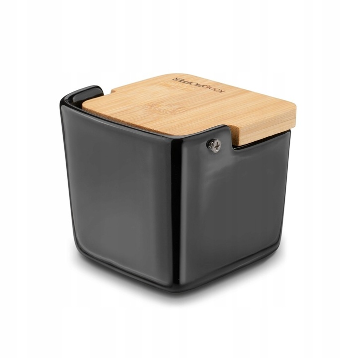 CUKIERNICZKA z Łyżeczką BAMBUSOWA CZARNA Pojemnik Konighoffer Ceramic
