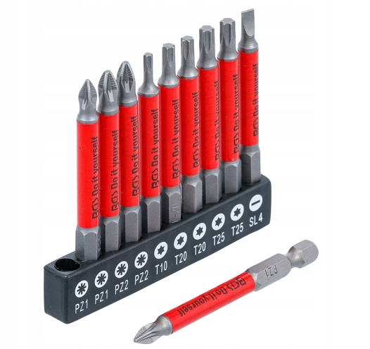 Zestaw bity antypoślizgowe magnetyczne długie 1/4" 10 szt. PZ, TX, SL