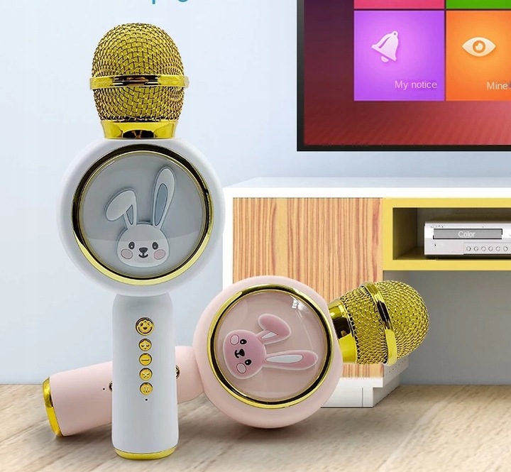 MIKROFON BEZPRZEWODOWY karaoke KRÓLICZEK dla dzieci +3 lata