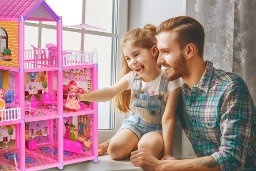 DOMEK DLA LALEK 2 LALKI MEBLE 129 ELEMENTÓW DUŻY