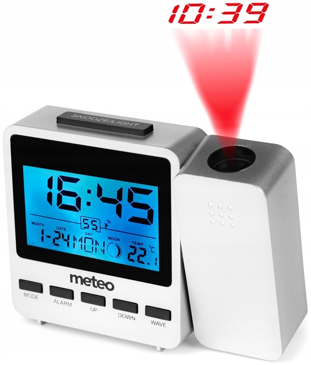 ZEGAR Z PROJEKTOREM TERMOMETR BUDZIK STACJA POGODY DCF