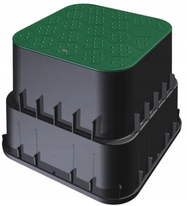 Duża Studzienka zaworowa LARGE 34x34x26,5 cm na 2 zawory HIDE zielony