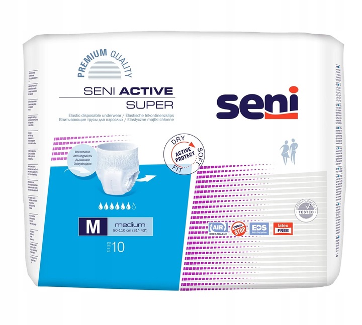 SENI ACTIVE SUPER M MAJTKI CHŁONNE WCIĄGANE DLA DOROSŁYCH 10szt