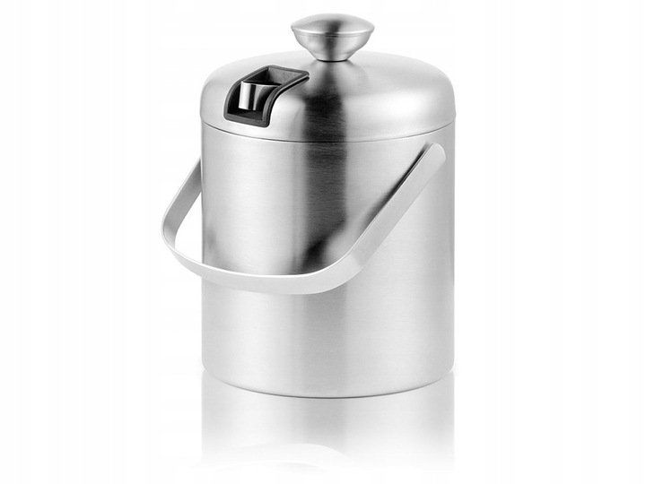 POJEMNIK NA LÓD z pokrywką DUŻE WIADERKO do lodu ZE STALI NIERDZEWNEJ 1.3l