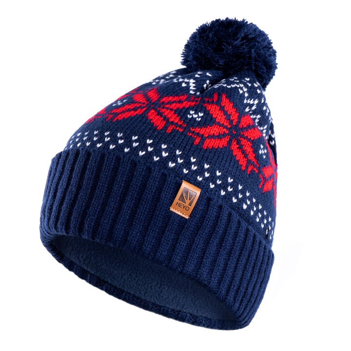 CZAPKA MĘSKA ZIMOWA NORWESKI WZÓR Z POMPONEM CIEPŁA NORWESKA BEANIE