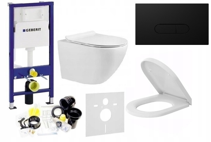 7w1 STELAŻ GEBERIT+WC NOVA RIMLESS+DESKA+PRZYCISK+MATA