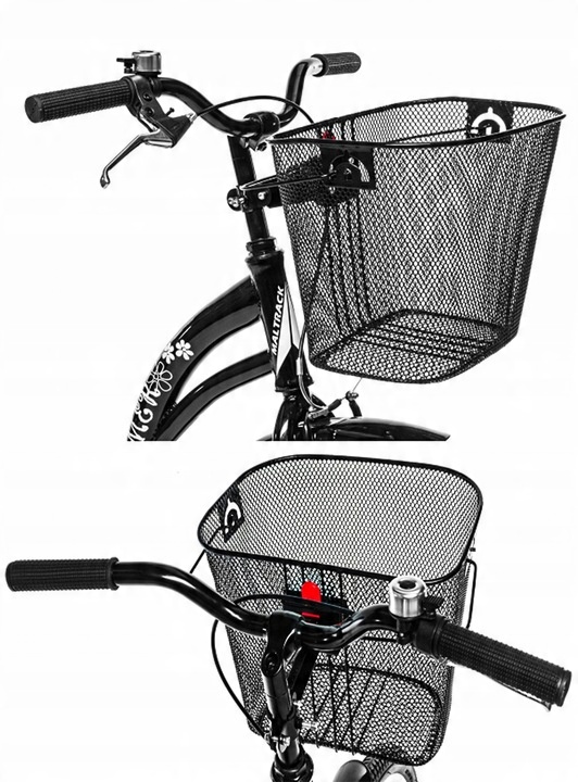 KOSZYK KOSZ METALOWY ROWEROWY NA ROWER PRZEDNI Z UCHWYTEM CLICK CZARNY DUŻY