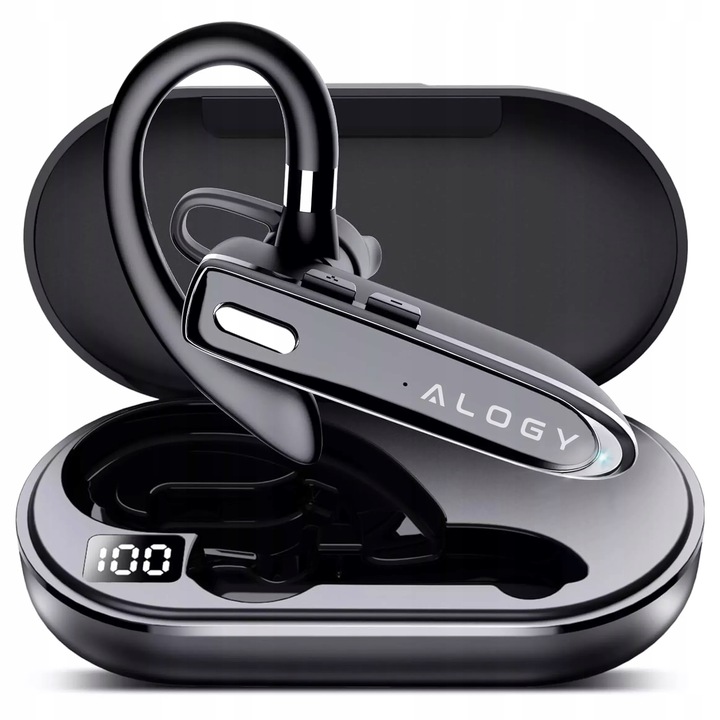 SŁUCHAWKA BLUETOOTH 5.1 ALOGY BEZPRZEWODOWY ZESTAW SŁUCHAWKOWY 12H ROZMÓW