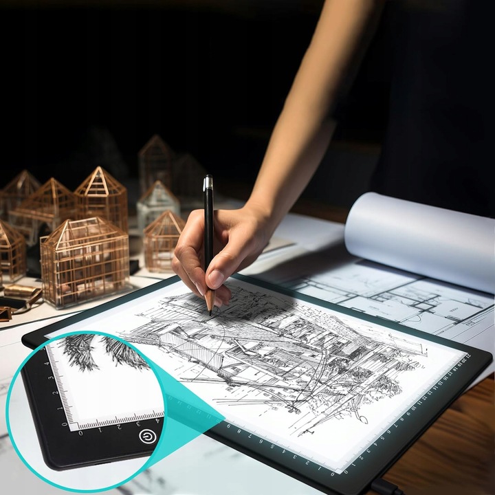 DESKA KREŚLARSKA A4 PODŚWIETLANA TABLICA LED TABLET GRAFICZNY DO RYSOWANIA