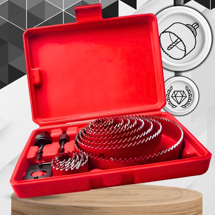 OTWORNIC DO DREWNA ZESTAW FREZÓW 19 - 127 MM 16 ELEMENTÓW HOLDX