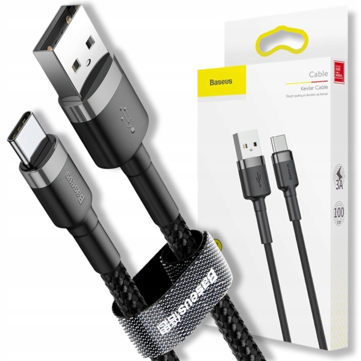 BASEUS KABEL USB / USB C SZYBKI QUICK CHARGE 3A MOCNY PRZEWÓD W OPLOCIE 1M