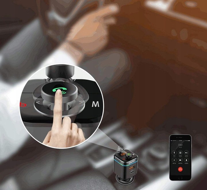 FEEGAR Transmiter FM bluetooth BT Szybka Ładowarka QC 4.0 PD Audio MP3