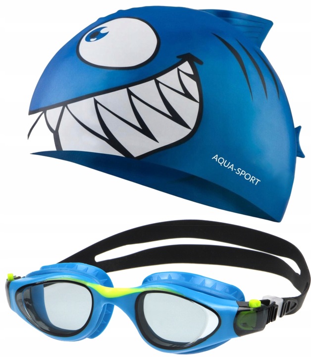 ZESTAW OKULARY DO PŁYWANIA CZEPEK PŁYWACKI BASEN