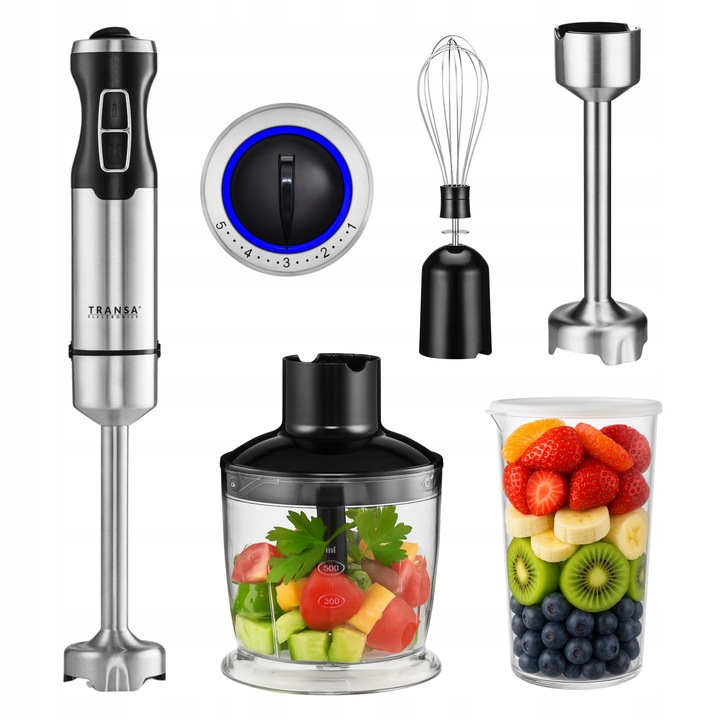 BLENDER RĘCZNY WIELOFUNKCYJNY 5 POZIOMÓW TRYB TURBO ZESTAW 3w1 MOC