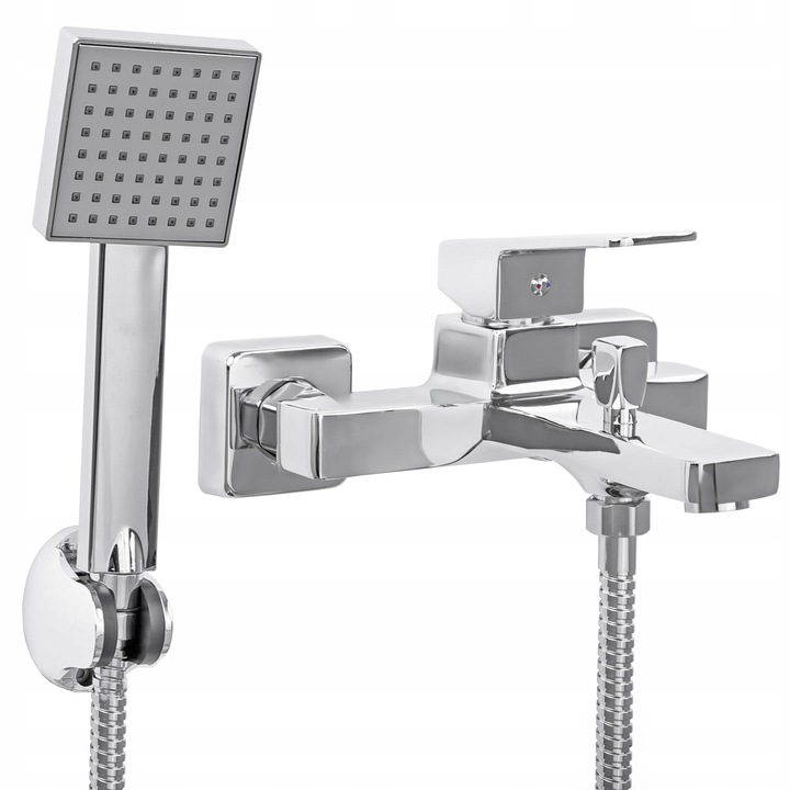Bateria wannowa z prysznicem ścienna chrom srebrna kran do wanny YOKA