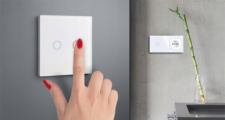 GNIAZDO GNIAZDKO SZKLANE Z BOLCEM Z WŁĄCZNIKIEM POJEDYNCZYM BIAŁE