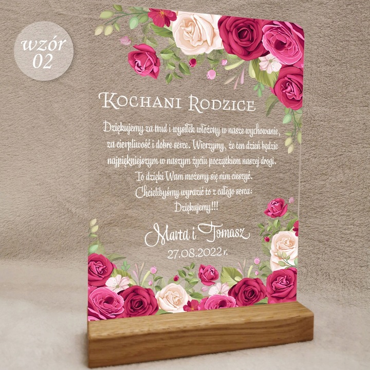Podziękowanie ślubne dla rodziców dziadków na ślub