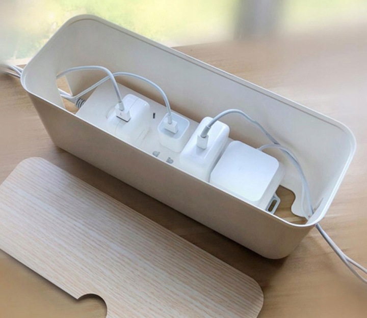 POJEMNIK ORGANIZER NA KABLE LISTWY BOX DREWNO M