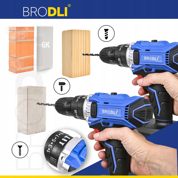 WIERTARKO WKRĘTARKA AKUMULATOROWA UDAROWA 2 BATERIE BAZA ŁADUJĄCA