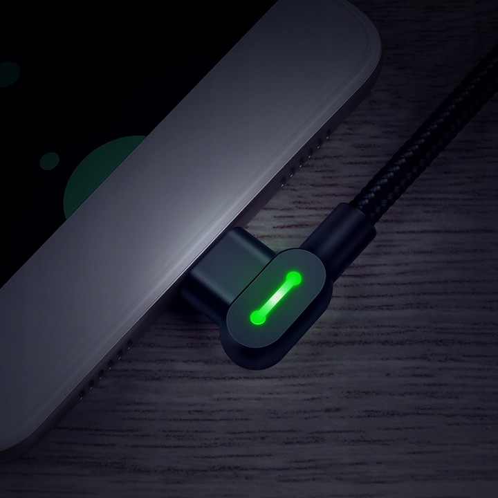 MCDODO KABEL KĄTOWY 90° USB-C SZYBKIE ŁADOWANIE DWUSTRONNY USB TYP C LED 3M