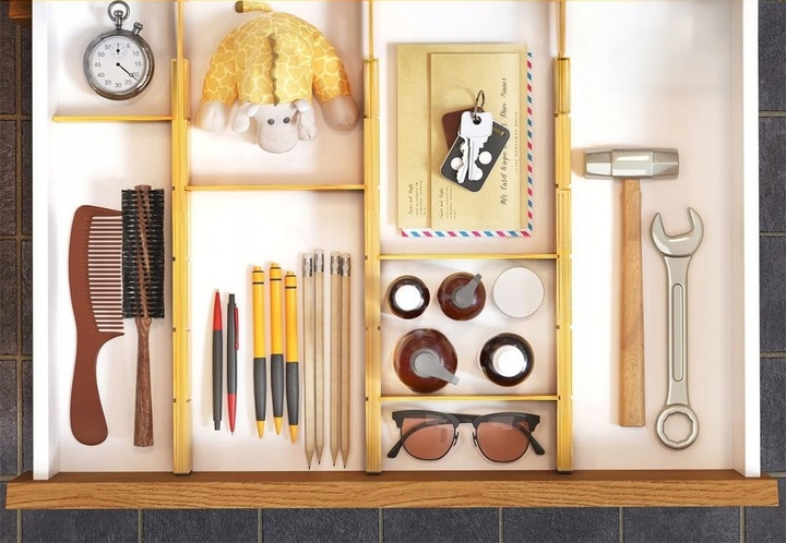 4x BAMBUSOWY ORGANIZER DO SZUFLADY SEPARATOR PRZEGRÓDKA Z 9