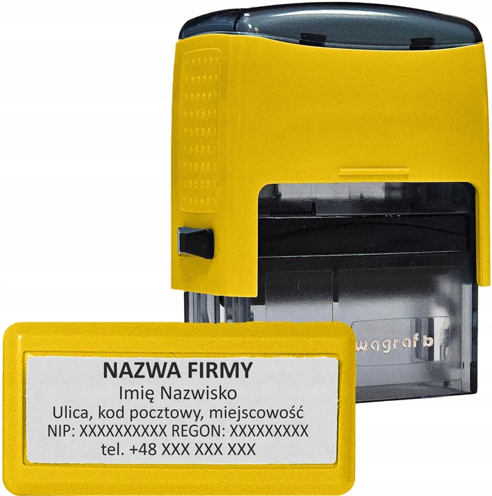 WAGRAF B3 - Pieczątka do 6 wersów - FIRMOWA - 12 kolorów obudowy do wyboru