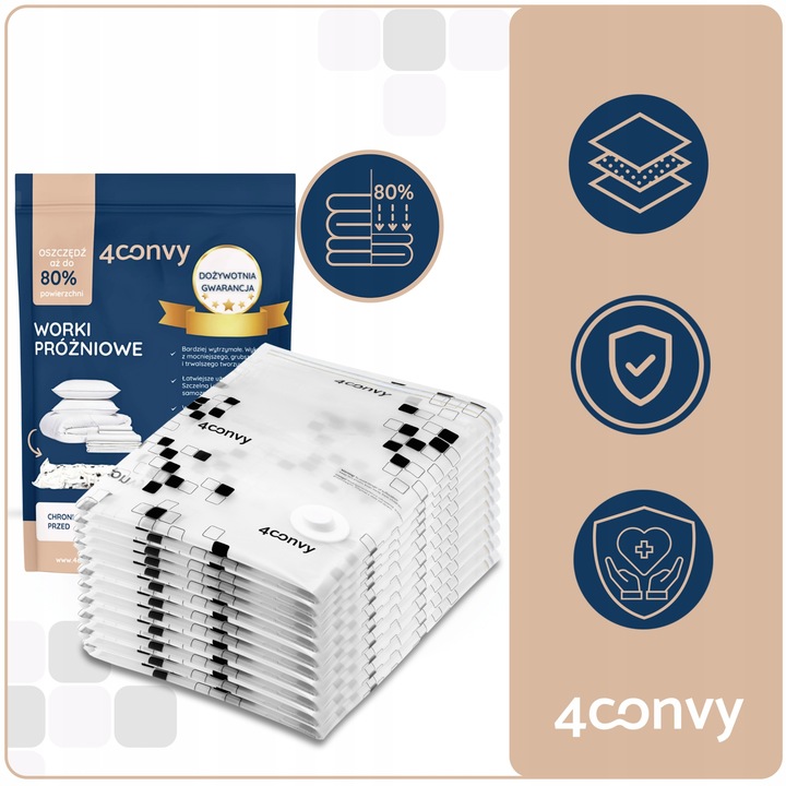 4CONVY 11 szt. MOCNE worki próżniowe małe 40x60 na ubrania bluzy