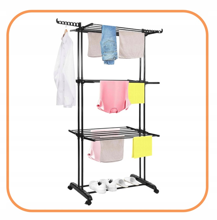 PIONOWA SUSZARKA NA PRANIE STOJĄCA ROZKŁADANA UBRANIA BIELIZNĘ DUŻA