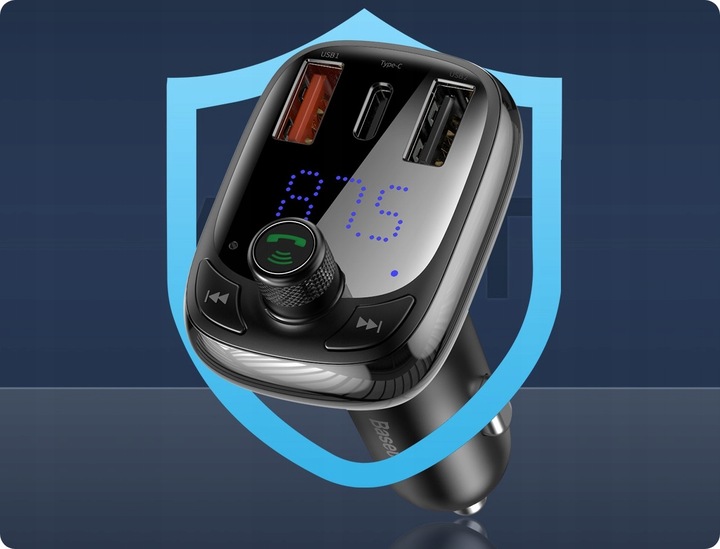 BASEUS TRANSMITER FM BLUETOOTH SZYBKA ŁADOWARKA 3x USB USB-C 36W PD QC