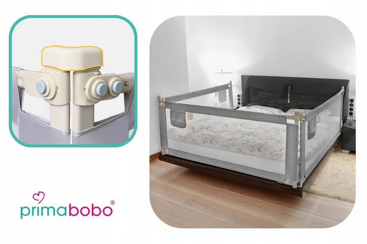 PRIMABOBO Barierka ochronna do łóżka CLASSIC 140cm dla dzieci WYSOKA