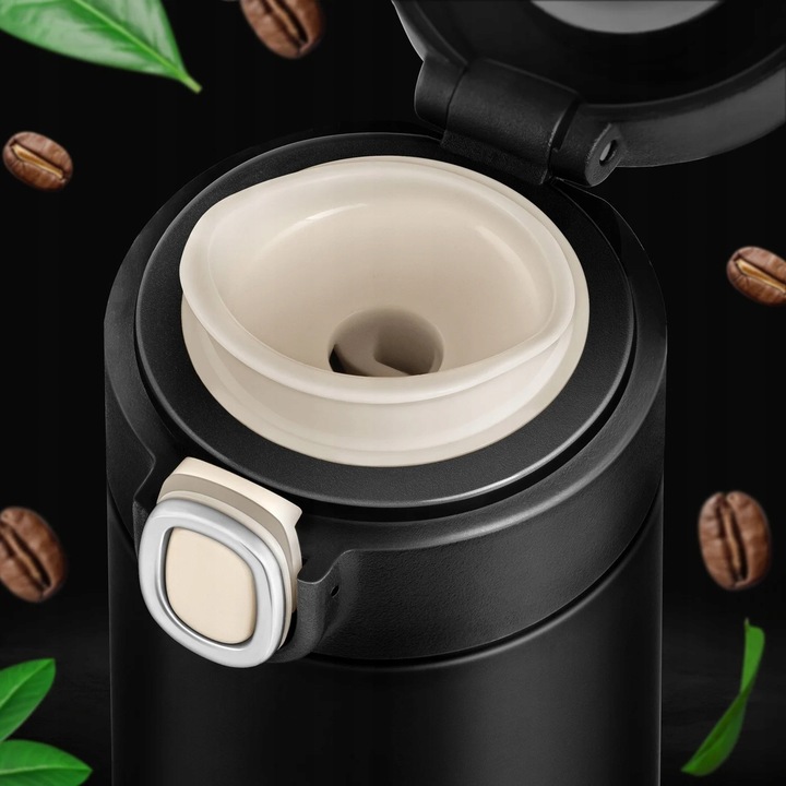 Kubek Termiczny Termos z Ustnikiem Wyświetlaczem LED 400ml Czarny + GRATIS