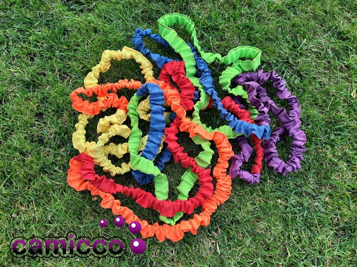 GUMA SENSORYCZNA tęczowa ANIMACYJNA do tańca gumy zabaw animatorów 7 m